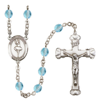 Silver-Plated 6mm Saint Christopher/Dance  Engraved Catholic Rosaries