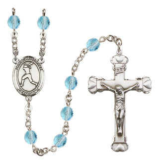 Silver-Plated 6mm Saint Christopher/Softball  Engraved Catholic Rosaries