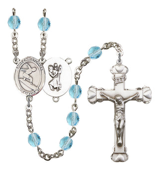 Saint Christopher and Surfing Rosary with Aqua Beads