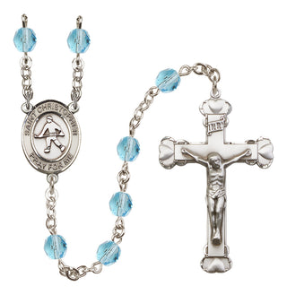 Silver-Plated 6mm Saint Christopher / Field Hockey Rosary
