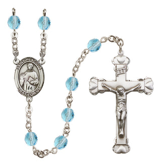 Silver-Plated 6mm Saint Placidus  Engraved Catholic Rosaries