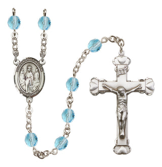 Silver Plated 6mm Fire Polished Our Lady of Knock Rosary in Aqua