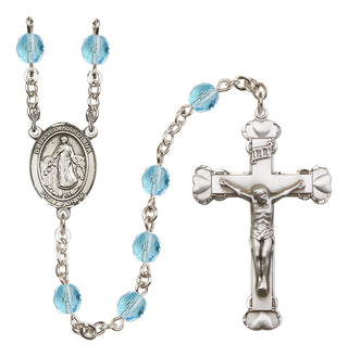 Silver Plated 6mm Fire Polished Blessed Karolina Kozkowna Rosary in Aqua