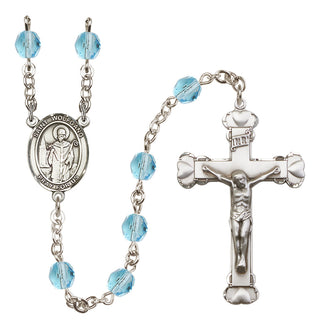 Silver Plated 6mm Fire Polished Saint Wolfgang Rosary in Aqua