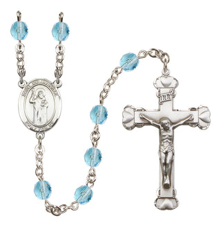Silver-Plated 6mm Saint Columbkille  Engraved Catholic Rosaries