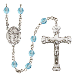 Silver Plated 6mm Fire Polished Saint Theodore Stratelates Rosary in Aqua