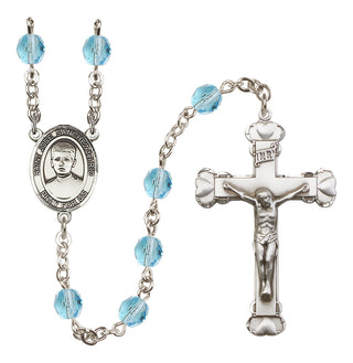 Silver-Plated 6mm Saint Jose Sanchez del Rio  Engraved Catholic Rosaries