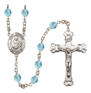 Silver Plated 6mm Fire Polished Saint Norbert of Xanten Rosary in Aqua