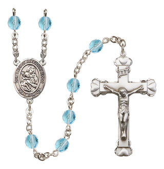 Silver Plated 6mm Fire Polished Our Lady of the Precious Blood Rosary in Aqua