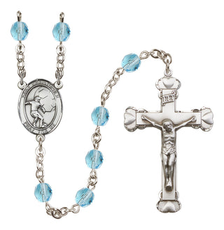 Silver-Plated 6mm Saint Christopher/Soccer Rosary