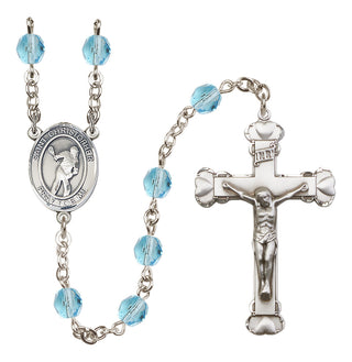 Silver-Plated 6mm Saint Christopher/Lacrosse Rosary