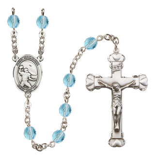 Silver-Plated 6mm Saint Sebastian / Football Rosary