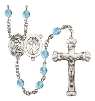 Saint Sebastian and Swimming Rosary with Aqua Beads