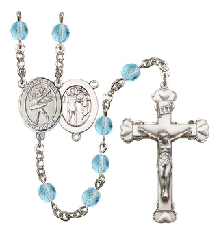 Saint Sebastian and Dance Rosary with Aqua Beads