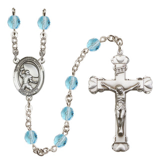 Silver-Plated 6mm Guardian Angel/Football Rosary