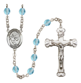Silver-Plated 6mm Guardian Angel/Basketball Rosary