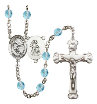 Guardian Angel and Hockey Rosary with Aqua Beads
