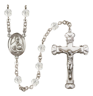 Silver Plated 6mm Fire Polished Saint Albert the Great Rosary in Crystal