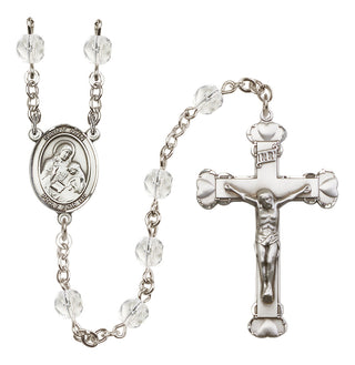 Silver Plated 6mm Fire Polished Saint Ann Rosary in Crystal