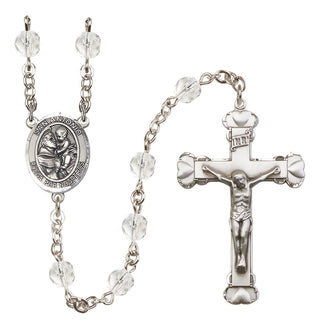 Silver Plated 6mm Fire Polished San Antonio Rosary in Crystal