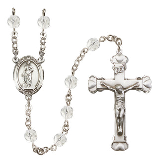 Silver-Plated 6mm Saint Barbara  Engraved Catholic Rosaries