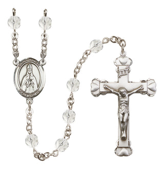 Silver Plated 6mm Fire Polished Saint Blaise Rosary in Crystal