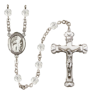 Silver-Plated 6mm Saint Brendan the Navigator  Engraved Catholic Rosaries