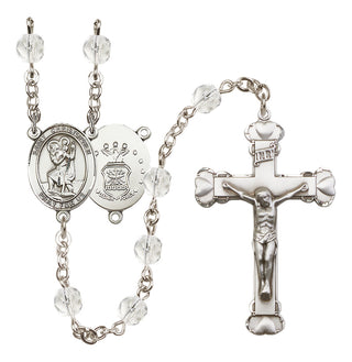 Silver-Plated 6mm Saint Christopher / Air Force Rosary