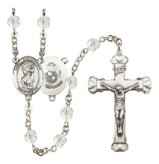 Silver-Plated 6mm Saint Christopher / Marines Rosary