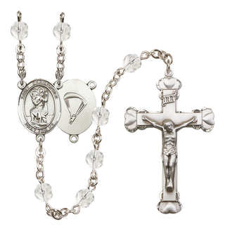 Silver-Plated 6mm Saint Christopher / Paratrooper Rosary