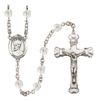 Silver Plated 6mm Fire Polished Saint Edward the Confessor Rosary in Crystal