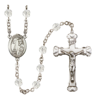 Silver Plated 6mm Fire Polished Saint Elmo Rosary in Crystal
