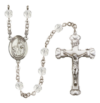 Silver Plated 6mm Fire Polished Saint Dymphna Rosary in Crystal
