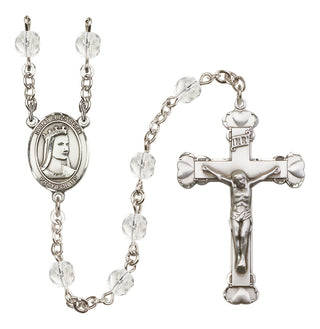 Silver Plated 6mm Fire Polished Saint Elizabeth of Hungary Rosary in Crystal