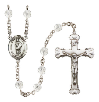 Silver Plated 6mm Fire Polished Saint Florian Rosary in Crystal