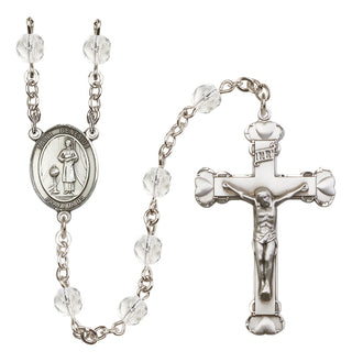 Silver-Plated 6mm Saint Genesius of Rome  Engraved Catholic Rosaries