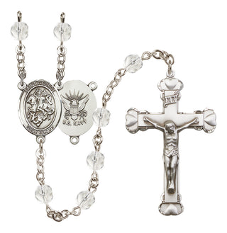 Silver-Plated 6mm Saint George / Navy Rosary