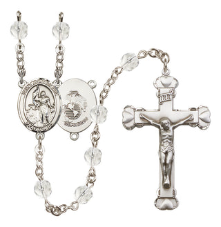 Silver Plated 6mm Fire Polished Saint Joan of Arc / Marines Rosary in Crystal