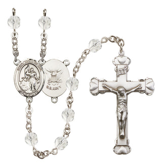 Silver-Plated 6mm Saint Joan of Arc / Navy Rosary