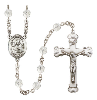 Silver-Plated 6mm Saint John the Apostle  Engraved Catholic Rosaries