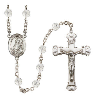 Silver-Plated 6mm Saint Lucia of Syracuse  Engraved Catholic Rosaries
