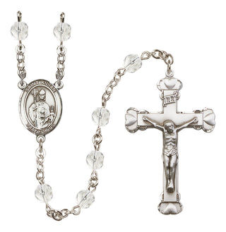 Silver Plated 6mm Fire Polished Saint Kilian Rosary in Crystal