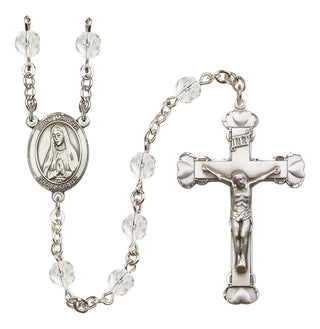 Silver Plated 6mm Fire Polished Saint Martha Rosary in Crystal