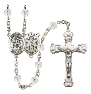 Silver-Plated 6mm Saint Michael/1St Responder Rosary