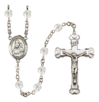 Silver Plated 6mm Fire Polished Our Lady of Loretto Rosary in Crystal