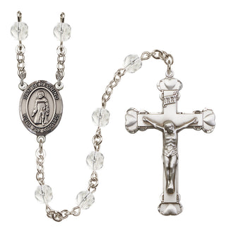Silver Plated 6mm Fire Polished San Peregrino Rosary in Crystal