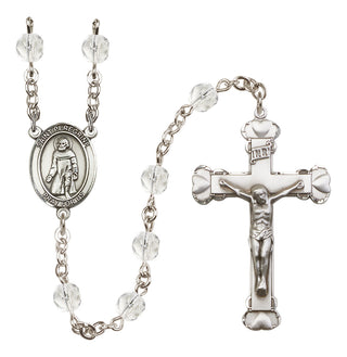Silver Plated 6mm Fire Polished Saint Peregrine Laziosi Rosary in Crystal