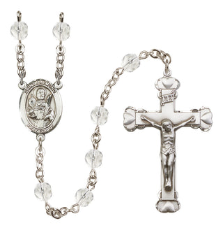 Silver Plated 6mm Fire Polished Saint Raymond Nonnatus Rosary in Crystal