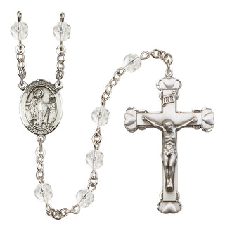 Silver Plated 6mm Fire Polished Saint Richard Rosary in Crystal