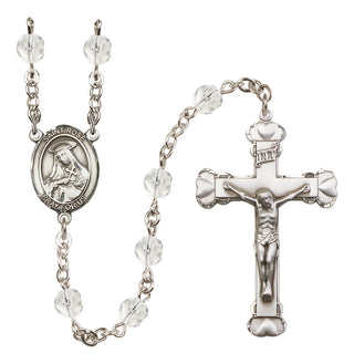Silver Plated 6mm Fire Polished Saint Rose of Lima Rosary in Crystal